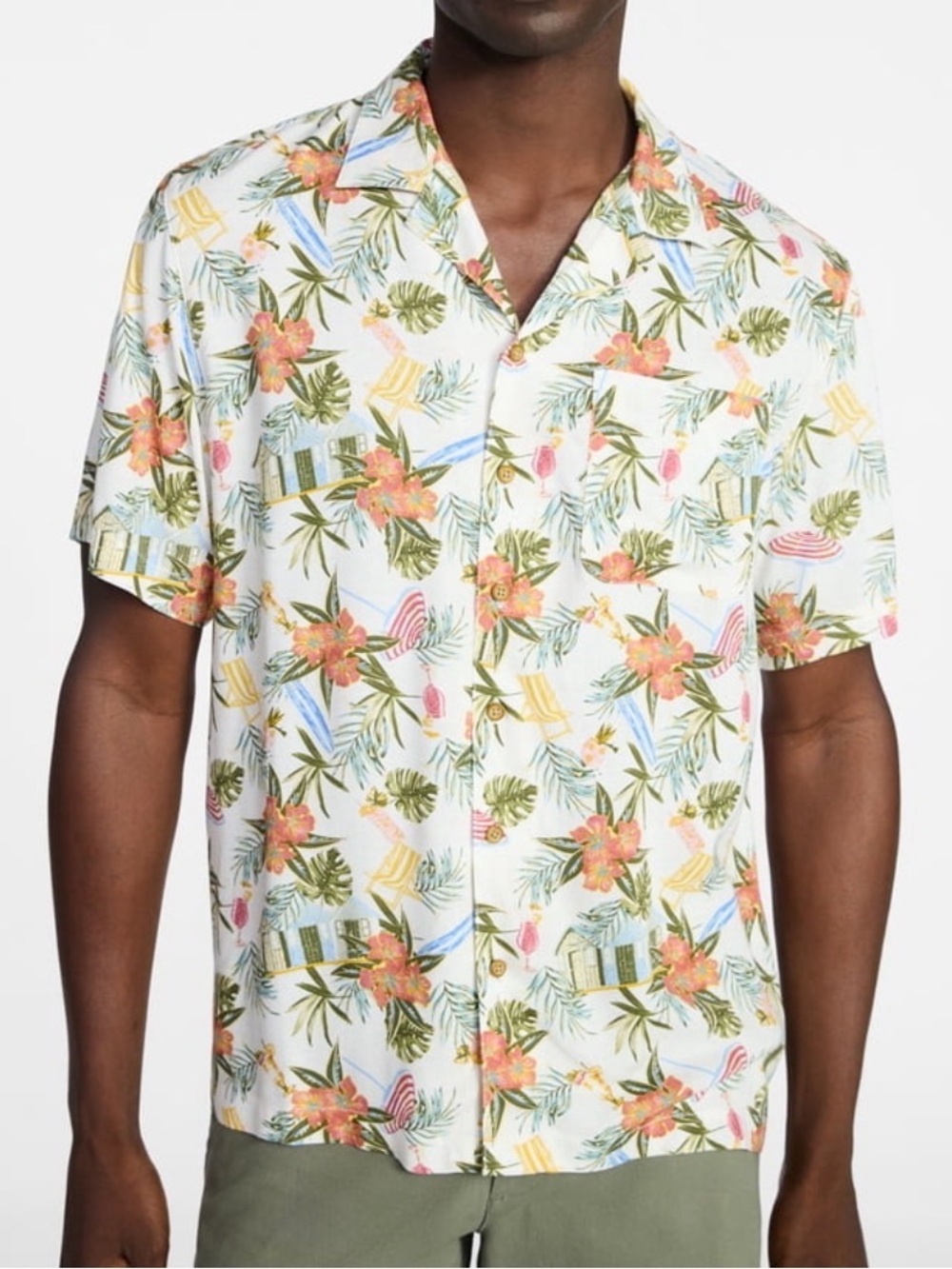 George Tropical Floral Short-Sleeve Button-Down Shirt